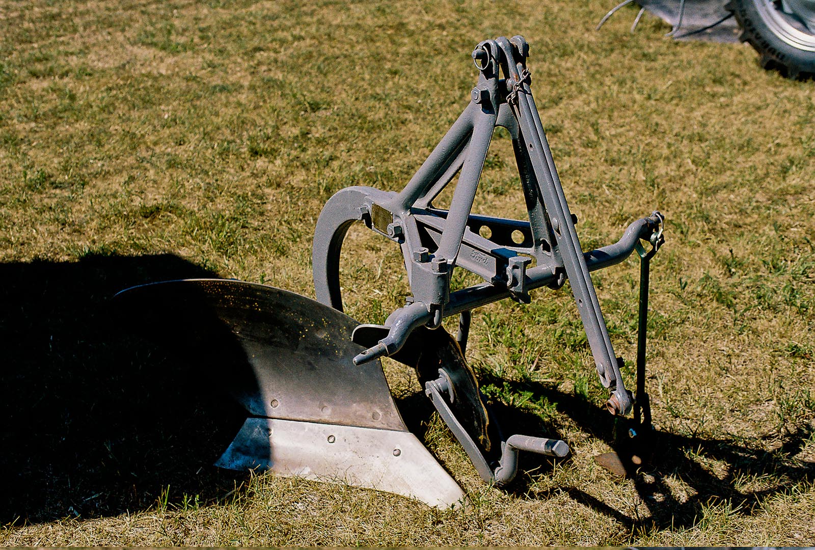 Early Ferguson One-Bottom Plow. Note the brass implement tag.