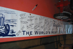 The banner that was left with the Scott Carver Thresher's club with all the Ferguson folk's signatures
