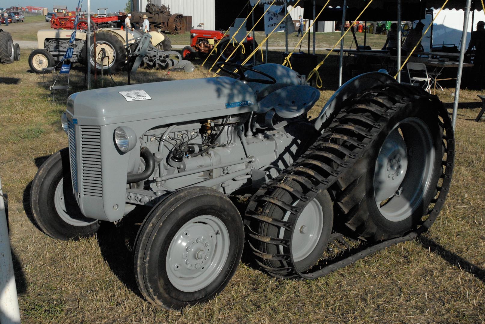 Bob Devling of Wathena, Kansas brought this 1949 Ferguson TO-20 with the A-TE-113 Ferguson Bombardier track. This bit of equipment gave the tractor half-track capability for handling sloshy terrain.